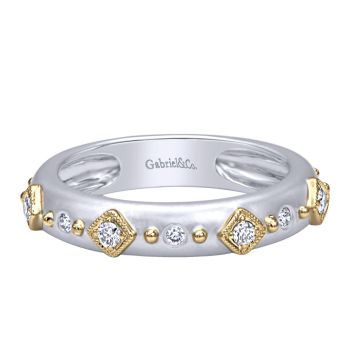 0.16 ct F-G SI Diamond Stackable Ladie's Ring In 14K Two Tone LR5661M45JJ