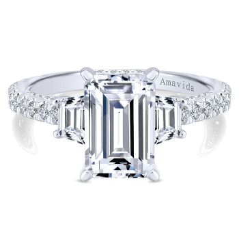 1.07 ct - 3 Stone Diamond Engagement Ring Set in 18k White Gold /ER12885E6W83JJ-IGCD