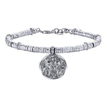 White Sapphire Charm Bangle In Silver 925/Stainless Steel TB3637MXJWS
