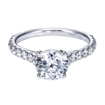 Gabriel & Co 18K White Gold 0.62 ct Diamond Straight Engagement Ring Setting ER7015W83JJ