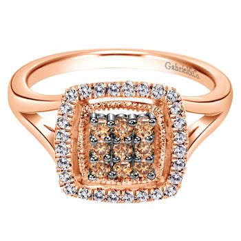 0.48 ct F-G SI Champagne Diamond Fashion Ladie's Ring In 14K Rose Gold LR6385K45CD