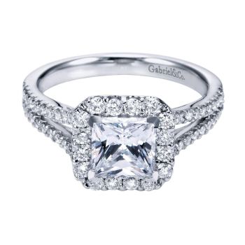 14K White Gold 0.57 ct Diamond Halo Engagement Ring Setting ER7277W44JJ
