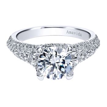 0.90 ct - Straight Setting Diamond Engagement Ring Set in 18k White Gold /ER11738R6W83JJ-IGCD