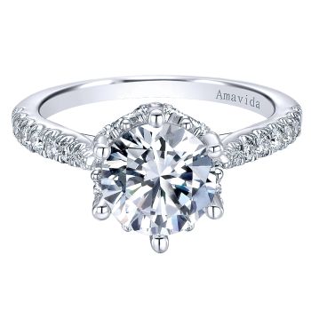 0.52 ct - Straight Setting Diamond Engagement Ring Set in 18k White Gold /ER10521R8W83JJ-IGCD