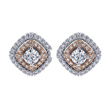 14k White/pink Gold Diamond Stud Earrings EG12647T44JJ