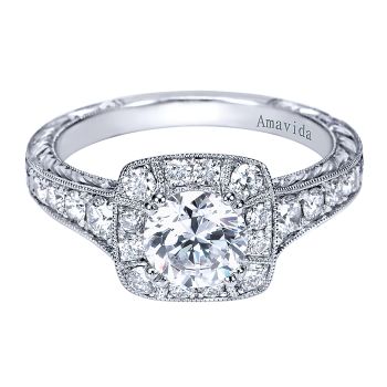 0.55 ct - Diamond Engagement Ring Set in Platinum Diamond Halo /ER6507PT3JJ-IGCD