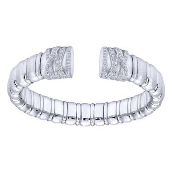 White Sapphire Bangle In Silver 925/Stainless Steel BG3412-65MXJWS