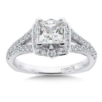Princess-Cut Halo Engagement Ring in 14K White Gold with Platinum Head (0.48ct. tw.) /CR533W