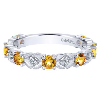 0.08 ct - Ladies' Ring
 14k White Gold Diamond Citrine Stackable /LR4928W44CT-IGCD