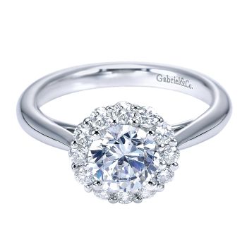 0.36 ct Diamond Engagement Ring - Set in 14k White Gold Diamond Halo /ER7721W44JJ-IGCD