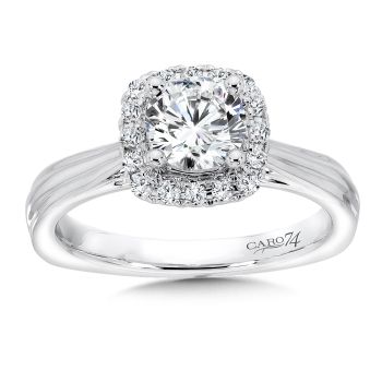 Classic Elegance Collection Diamond Halo Engagement Ring in 14K White Gold with Platinum Head (0.15ct. tw.) /CR338W