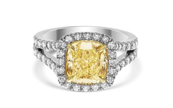 1.25 Ct Cushion Cut Fancy Yellow Halo Diamond Engagement Ring HF1007
