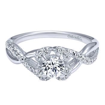 0.55 ct Pre-Set Engagement Ring-14k White Gold Diamond Criss Cross /ER910155W44JJ.CSD4-IGCD
