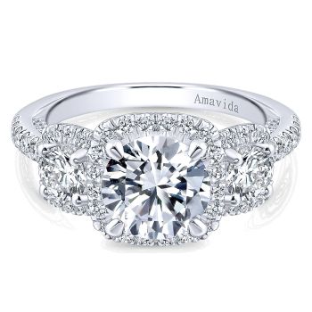 1.32 ct - 3 Stone Diamond Engagement Ring Set in 18k White Gold /ER12852R6W83JJ-IGCD
