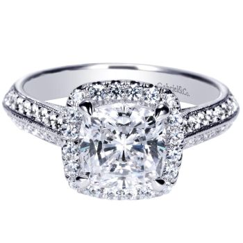 14K White Gold 0.50 ct Diamond Halo Engagement Ring Setting ER8872W44JJ