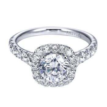 Gabriel & Co 18K White Gold 0.84 ct Diamond Halo Engagement Ring Setting ER6923W83JJ