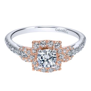0.77 ct - Pre-Set Engagement Ring
 14k White & Pink Gold Diamond Halo /ER911594R0T44JJ.CSD4-IGCD