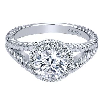 0.20 ct Diamond Engagement Ring - Set in 14k White Gold Diamond Halo /ER10194W44JJ-IGCD