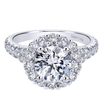 Gabriel & Co 18K White Gold 1.05 ct Diamond Halo Engagement Ring Setting ER9846W83JJ