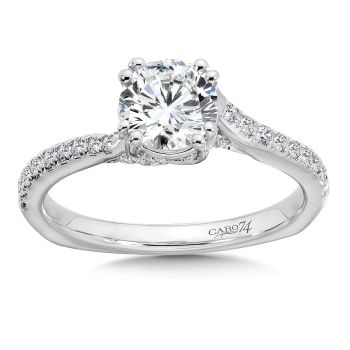 Criss Cross Engagement Ring with Double Prong Center in 14K White Gold (0.3ct. tw.) /CR528W
