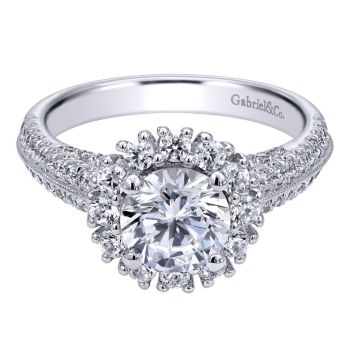 14K White Gold 0.84 ct Diamond Halo Engagement Ring
