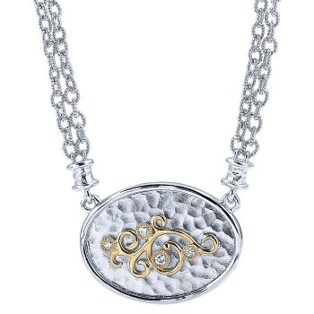 0.07 ct - Necklace
 925 Silver/18k Yellow Gold Diamond Fashion /NK2947MY5JJ-IGCD