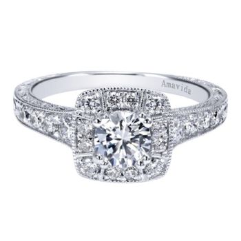Gabriel & Co Platinum 0.47 ct Diamond Halo Engagement Ring Setting ER9828PT3JJ