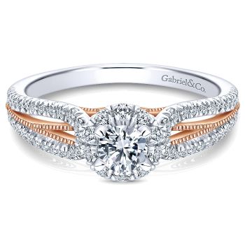 0.60 ct - Pre-Set Engagement Ring
 14k White & Pink Gold Diamond Halo /ER911039R1T44JJ.CSD4-IGCD