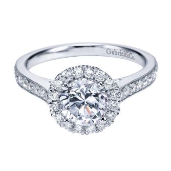 14K White Gold 0.47 ct Diamond Halo Engagement Ring Setting ER7278W44JJ