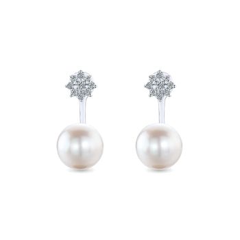 0.20 ct - Earrings
 14k White Gold Diamond Pearl Peek A Boo /EG13189W45PL-IGCD