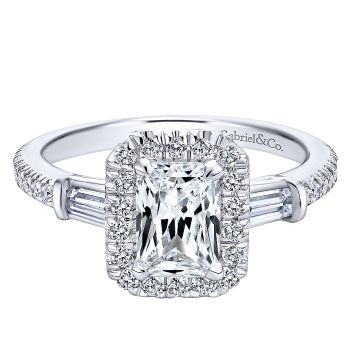 0.60 ct Diamond Engagement Ring - Set in 14k White Gold Diamond Halo /ER7268W44JJ-IGCD