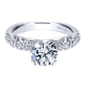 0.55 ct - Straight Setting Diamond Engagement Ring Set in 18k White Gold /ER11444R4W83JJ-IGCD