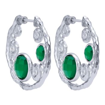 925 Silver Green Onyx Fancy Earrings EG12019SVJGO