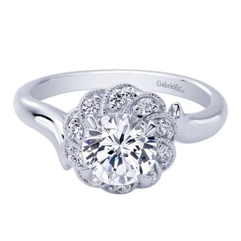 14K White Gold 0.15 ct Diamond Criss Cross Engagement Ring