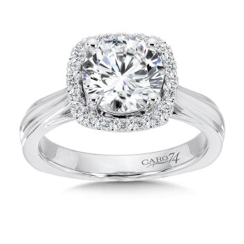 Cushion-Shape Halo Engagement Ring in 14K White Gold with Platinum Head (0.19ct. tw.) /CR491W