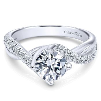 0.28 ct - Diamond Engagement Ring Set in 14K White Gold Diamond Bypass /ER10258W44JJ-IGCD