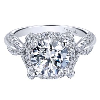 Gabriel & Co 18K White Gold 0.58 ct Diamond Criss Cross Engagement Ring Setting ER11370R8W83JJ