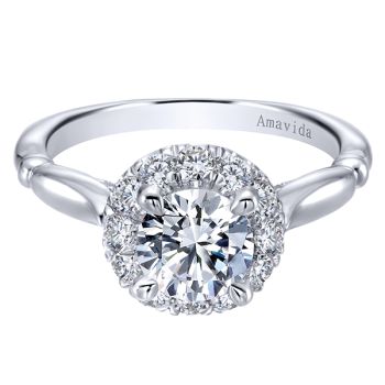 Gabriel & Co 18K White Gold 0.53 ct Diamond Halo Engagement Ring Setting ER11332R4W83JJ