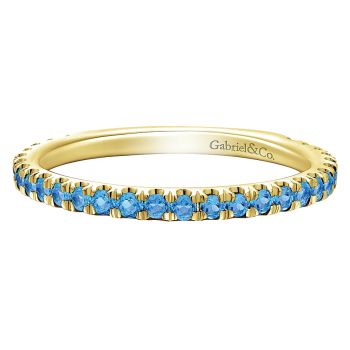 0.98 - Ladies' Ring
 14k Yellow Gold Swiss Blue Topaz Stackable /LR50889Y4JBT-IGCD