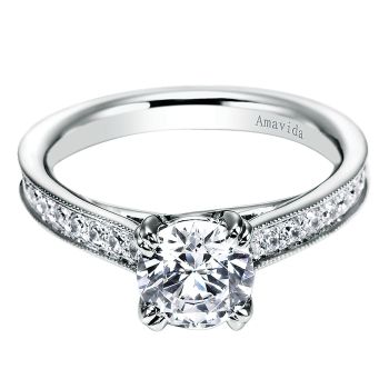 0.27 ct - Diamond Engagement Ring Set in 18k White Gold - Straight Setting /ER6194W83JJ-IGCD