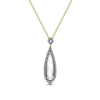 0.17 ct - Necklace
 14k Yellow Gold Diamond Rock Crystal Fashion /NK5299Y45CL-IGCD
