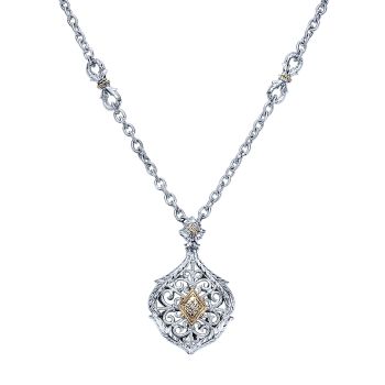 0.05 ct - Necklace
 925 Silver/18k Yellow Gold Diamond Fashion /NK2896MY5JJ-IGCD