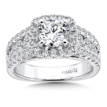 Cushion Halo Engagement Ring in 14K White Gold with Platinum Head (1.56ct. tw.) /CR553W