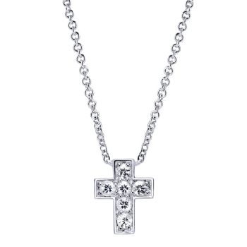 White Sapphire Cross Necklace set in 925 Silver NK3953SVJWS
