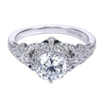Gabriel & Co Platinum 0.20 ct Diamond Straight Engagement Ring Setting ER6512PT3JJ