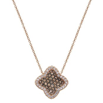 0.86 ct Round Cut Diamond Champagne Round Cut Diamond Fashion Necklace set in 14K Rose Gold NK4514K45CD