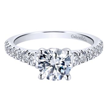 14K White Gold 0.57 ct Diamond Straight Engagement Ring Setting ER12298R4W44JJ