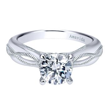 Diamond Engagement Ring Set in 18k White Gold - Split Shank /ER11918R4W8JJJ-IGCD