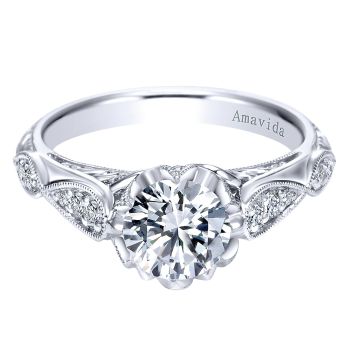 0.20 ct - Diamond Engagement Ring Set in Platinum - Straight Setting /ER6500PT3JJ-IGCD
