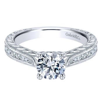 0.28 ct - Diamond Engagement Ring Set in 14k White Gold Straight Setting /ER12300R3W44JJ-IGCD